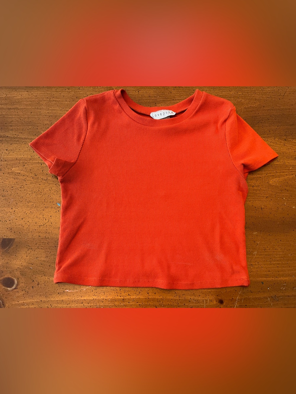 Love Poem by Block - Ribbed Short Sleeve Crop Top - Vibrant Orange - Size L